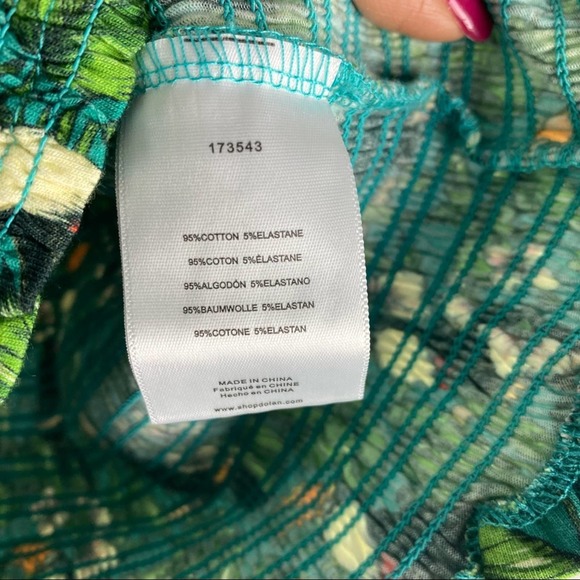 Anthropologie Dolan Toucan Print Smocked Puff Sleeve Top Green Medium - Picture 5 of 10